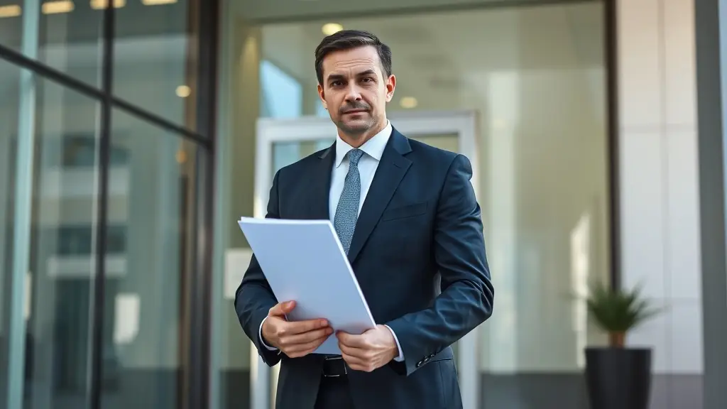 Professional legal services office with modern workspace and legal documents