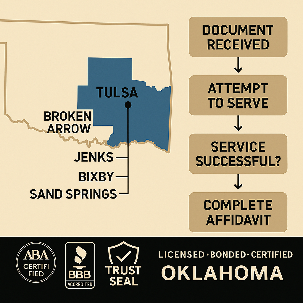 Oklahoma counties process server coverage map